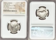 ATTICA. Athens. Ca. 440-404 BC. AR tetradrachm (24mm, 17.17 gm, 8h). NGC AU 4/5 - 4/5. Mid-mass coinage issue. Head of Athena right, wearing crested A...