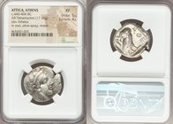 ATTICA. Athens. Ca. 440-404 BC. AR tetradrachm (25mm 17.16 gm, 5h). NGC XF 5/5 - 4/5. Mid-mass coinage issue. Head of Athena right, wearing crested At...