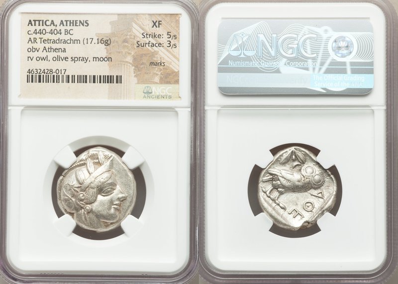 ATTICA. Athens. Ca. 440-404 BC. AR tetradrachm (24mm 17.16 gm, 2h). NGC XF 5/5 -...