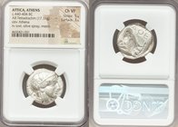 ATTICA. Athens. Ca. 440-404 BC. AR tetradrachm (24mm 17.11 gm, 4h). NGC Choice VF 5/5 - 3/5. Mid-mass coinage issue. Head of Athena right, wearing cre...