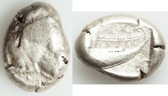 LYCIA. Phaselis. Ca. 530-500 BC. AR stater (21mm, 11.13 gm, 9h). Fine. Prow of galley left in the form of a forepart of a boar, three shields above / ...