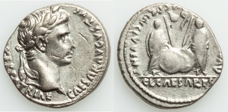 Augustus (27 BC-AD 14). AR denarius (18mm, 3.87 gm, 11h). Choice XF, flan flaws....