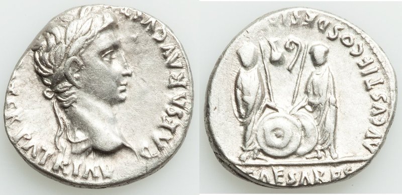 Augustus (27 BC-AD 14). AR denarius (19mm, 3.76 gm, 6h). XF. Lugdunum, 2 BC-AD 4...