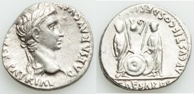 Augustus (27 BC-AD 14). AR denarius (19mm, 3.76 gm, 6h). XF. Lugdunum, 2 BC-AD 4. CAESAR AVGVSTVS-DIVI F PATER PATRIAE, laureate head of Augustus righ...