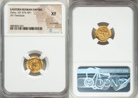 Zeno, Eastern Roman Empire (AD 474-491). AV tremissis (15mm, 6h). NGC XF, ex-jewelry. Constantinople, second reign, AD 476-491. D N ZENO-PERP AVG, pea...