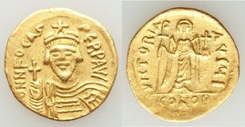 Phocas (AD 602-610). AV solidus (21mm, 4.45 gm, 6h). Choice VF. Constantinople, 10th officina, AD 607-609. d N N FOCAS-PЄRP AVG, crowned, draped and c...