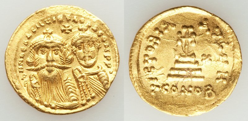 Heraclius (AD 610-641) and Heraclius Constantine. AV solidus (21mm, 4.46 gm, 8h)...