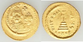 Heraclius (AD 610-641), with Heraclius Constantine. AV solidus (2mm, 4.46 gm, 7h). AU. Uncertain eastern mint, possibly Jerusalem, Alexandria on Cypru...