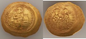 Constantine X Ducas (AD 1059-1067). AV histamenon nomisma (28mm, 4.37 gm, 6h). XF, die shift. Constantinople. + IhS IXS REX-REΣNANTInm, Christ seated ...
