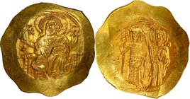 EMPIRE OF NICAEA. John III Ducas-Vatatzes (AD 1221/2-1254), AV hyperpyron (29mm, 4.24 gm, 5h). NGC MS 4/5 - 5/5. Magnesia, ca. AD 1232. Christ seated ...