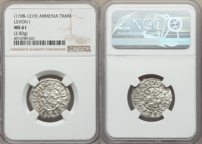 Cilician Armenia. Levon I Tram ND (1198-1219) MS61 NGC, 21mm. 2.83gm. 

HID09801...