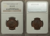 George V 1/2 Penny 1912-H MS66 Brown NGC, Heaton mint, KM22. Glossy brown with spots of red in the peripheries. 

HID09801242017
