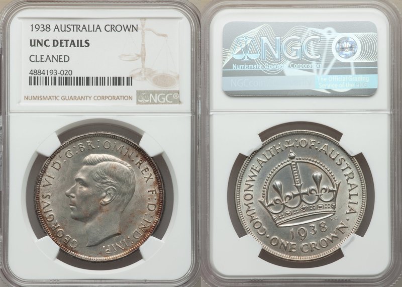 George VI Crown 1938-(m) UNC Details (Cleaned) NGC, Melbourne mint, KM34.

HID09...