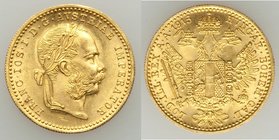 Franz Joseph I gold Restrike Ducat 1915 UNC, KM2267. 20mm. 3.50gm. AGW 0.1107 oz. 

HID09801242017