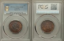 Victoria "Narrow 9" Cent 1859 MS64 Red and Brown PCGS, London mint, KM1. Narrow 9 variety. Light silver-blue toning over brown and red surfaces. 

HID...