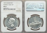George VI "Pointed 7 - DDO HP" Dollar 1947 MS61 NGC, Royal Canadian mint, KM37. Double Die "HP" Pointed 7.

HID09801242017