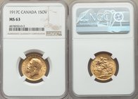 George V gold Sovereign 1917-C MS63 NGC, Ottawa mint, KM20. AGW 0.2355 oz.

HID09801242017