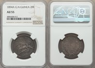 German Colony. Wilhelm II 2 Mark 1894-A AU55 NGC, Berlin mint, KM6. Gun-metal blue highlighted by rose and gold toning.

HID09801242017