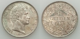 Bavaria Pair of Uncertified Assorted Gulden, 1) Maximilian II 2 Gulden 1855 - AU, KM848. 35.8mm. 21.15gm 2) Ludwig I Gulden 1839 - UNC, KM788. 29.9gm....