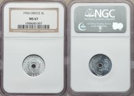 Paul I 7-Piece Certified Assorted Issues, 1) 5 Lepta 1954 - MS67 NGC, KM77 2) 10 Lepta 1954 - MS65 NGC, KM78 3) 20 Lepta 1954 - MS64 NGC, KM79 4) 50 L...