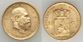 Willem III gold 10 Gulden 1876 AU, Utrecht mint, KM106. 22.4mm. 6.70gm. AGW 0.1947 oz.

HID09801242017