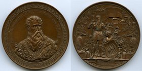 Confederation. Zurich Canton bronze "400th Anniversary of the Death of Hans Waldmann" Medal 1889 AU, SM-489, Martin-162, Schulth-490. 69.7mm. By Wilhe...
