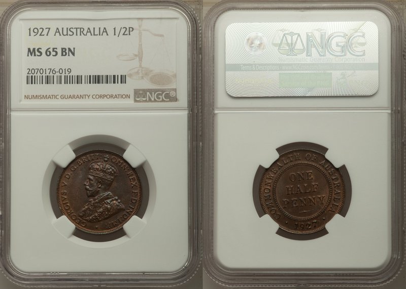 4-Piece Lot of Certified Assorted Issues, 1) Australia: George V 1/2 Penny 1927-...