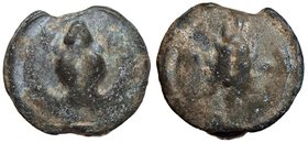 GRECHE - APULIA - Luceria - Oncia - Rana /R Spiga, a s. globetto, a d. L in carattere osco Mont. 1066; T.V. 285 (AE g. 11,22)
qBB