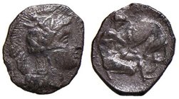 GRECHE - CALABRIA - Taranto - Diobolo - Testa di Atena a d. /R Ercole nudo a d. strozza un leone Mont. 1711 (AG g. 0,99)
BB