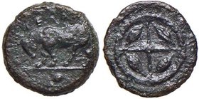 GRECHE - SICILIA - Gela - Trias - Toro a s.; sotto, tre globetti /R Ruota a quattro raggi intercalati da chicchi d'orzo Mont. 4215; S. Ans. 105 (AE g....