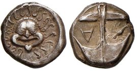 GRECHE - TRACIA - Apollonia Pontica - Dracma - Testa della Gorgone di fronte /R Ancora, nel campo gambero e lettera A S. Cop. 456 (AG g. 3,35)
BB-SPL