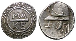 GRECHE - MACEDONIA - Amphipoli - Tetrobolo - Scudo macedone /R Elmo macedone e monogrammi Sear 1387 (AG g. 2,45)
qSPL