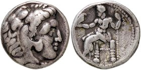GRECHE - RE DI MACEDONIA - Alessandro III (336-323 a.C.) - Tetradracma - Testa di Eracle a d. /R Zeus seduto a s. con aquila e scettro Sear 6724 (AG g...