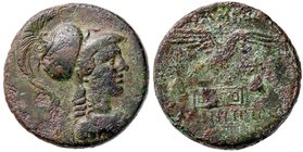 GRECHE - FRIGIA - Apameia - AE 24 - Testa elmata di Atena a d. /R Aquila ad ali aperte stante a d. sopra un basamento, tra due stelle e i cappelli dei...