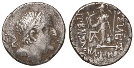 GRECHE - RE DI CAPPADOCIA - Ariobarzanes I, Filoromaio (95-63 a.C.) - Dracma - Testa diademata a d. /R Atena stante a s. con una Nike, lancia e scudo ...