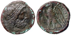 GRECHE - RE TOLEMAICI - Tolomeo II, Filadelfo (285-246 a. C.) - AE 27 - Testa laureata di Zeus a d. /R Aquila ad ali spiegate a s.; nel campo, uno scu...