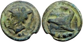 ROMANE REPUBBLICANE - AES GRAVE - Roma (289-225 a.C.) - Triente - Testa di Minerva a s.; sotto, quattro globetti /R Prua di nave a d., sotto, quattro ...