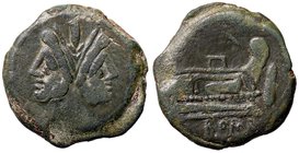 ROMANE REPUBBLICANE - ANONIME - Monete senza simboli (dopo 211 a.C.) - Asse - Testa di Giano /R Prua di nave a d., davanti, I Cr. 197-198B/1a (AE g. 3...