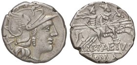 ROMANE REPUBBLICANE - AELIA - P. Aelius Paetus (138 a.C.) - Denario - Testa di Roma a d. /R I Dioscuri a cavallo verso d. B. 3; Cr. 233/1 (AG g. 3,86)...
