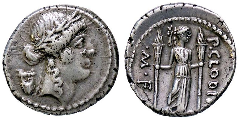 ROMANE REPUBBLICANE - CLAUDIA - P. Clodius M. f. Turrinus (42 a C.) - Denario - ...