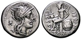 ROMANE REPUBBLICANE - FABIA - Numilius Fabius Pictor (126 a.C.) - Denario - Testa di Roma a d. /R Q. Fabius Pictor seduto su uno scudo a s. B. 11; Cr....
