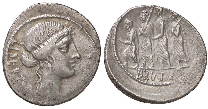 ROMANE REPUBBLICANE - JUNIA - L. Junius Brutus (54 a.C.) - Denario - Testa della...