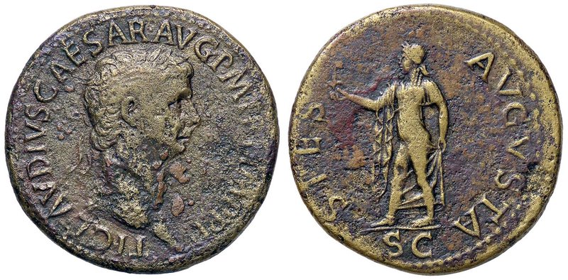 ROMANE IMPERIALI - Claudio (41-54) - Sesterzio - Testa laureata a d. /R La Spera...
