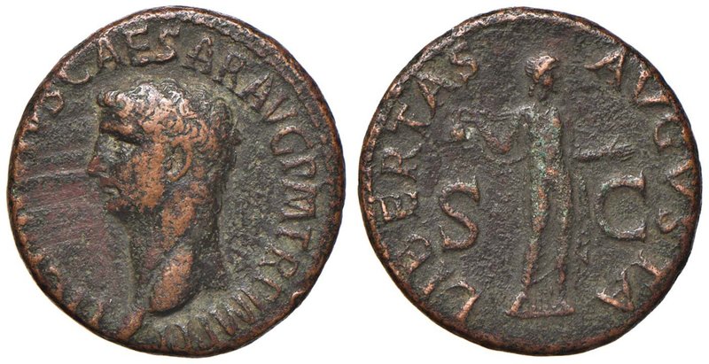 ROMANE IMPERIALI - Claudio (41-54) - Asse - Testa a s. /R La Libertà stante a d....