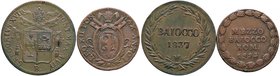 ZECCHE ITALIANE - BOLOGNA - Leone XII (1823-1829) - Mezzo baiocco 1824 A. I Pag. 119; Mont. 11 CU Assieme a baiocco 1837 - Lotto di 2 monete
qBB÷BB