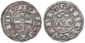 ZECCHE ITALIANE - BRINDISI - Enrico VI e Costanza (1195-1196) - Denaro - Croce patente con stelletta nel 2° e 3° quarto /R Lettere A P e sopra omega S...