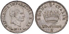 ZECCHE ITALIANE - VENEZIA - Napoleone I, Re d'Italia (1805-1814) - 10 Soldi 1812 Pag. 26; Mont. 41 RR AG
qFDC
