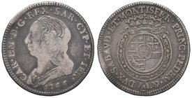 SAVOIA - Carlo Emanuele III (1730-1773) - Quarto di scudo 1766 Mont. 202 AG
MB