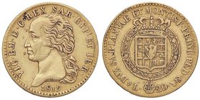 SAVOIA - Vittorio Emanuele I (1802-1821) - 20 Lire 1819 Pag. 7; Mont. 20 R AU Graffito al D/
BB