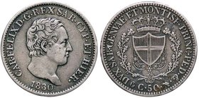 SAVOIA - Carlo Felice (1821-1831) - 50 Centesimi 1830 T (P) Pag. 120a; Mont. 122 RR AG
BB